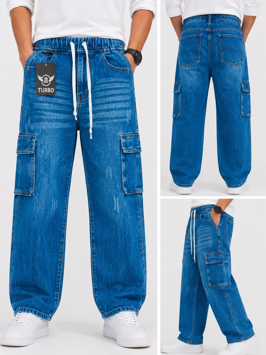 Wide leg cargo jeans