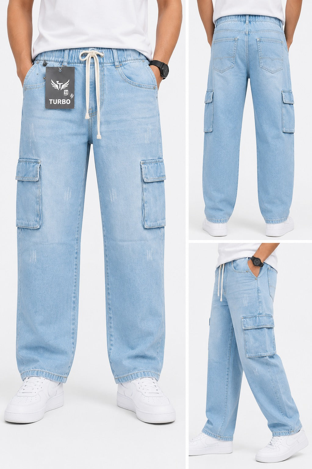Wide leg cargo jeans