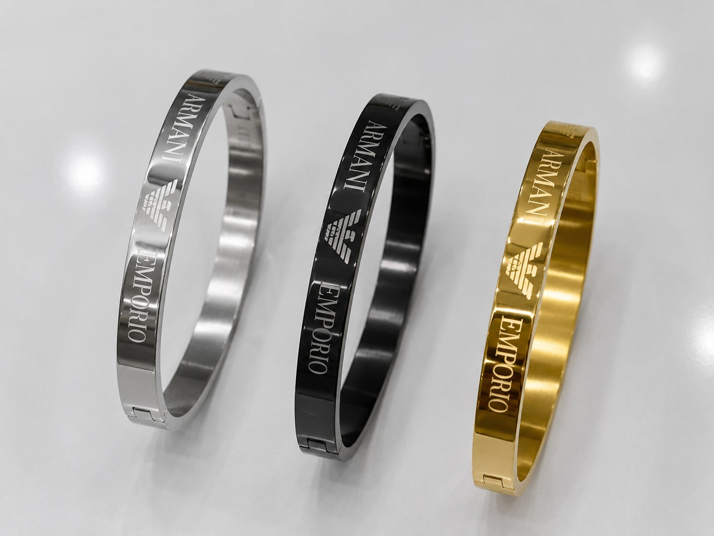 Emporio armani engraved bangle bracelet