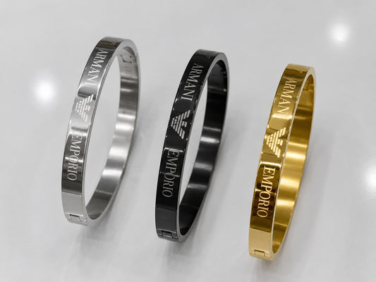 Emporio armani engraved bangle bracelet