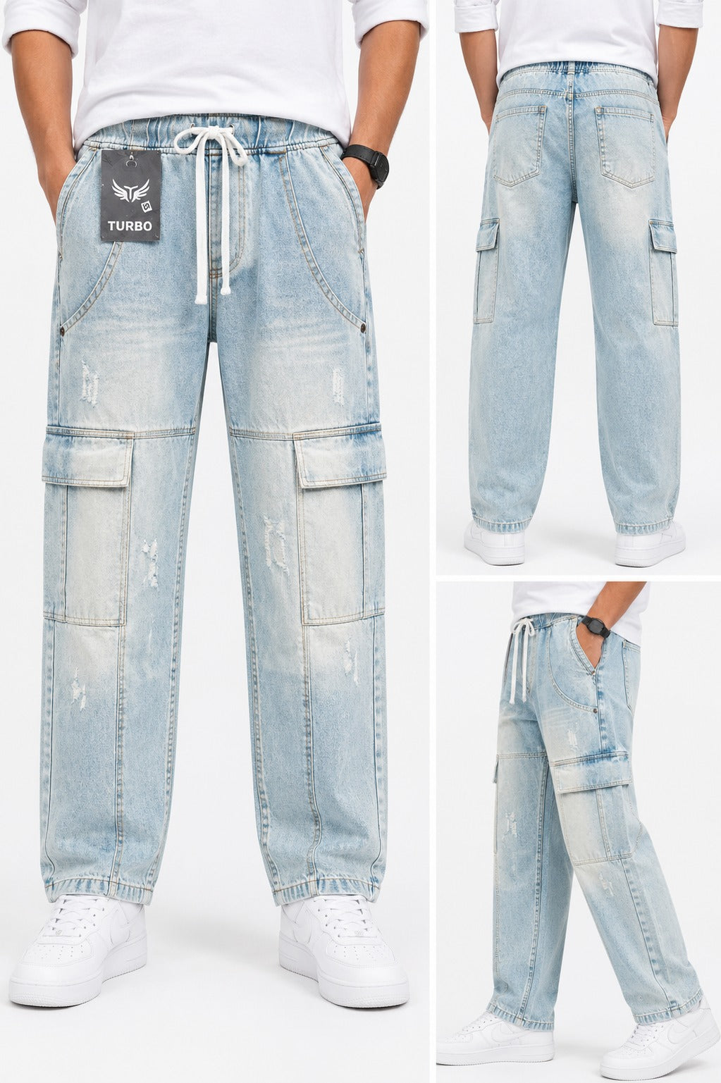 Wide leg cargo jeans