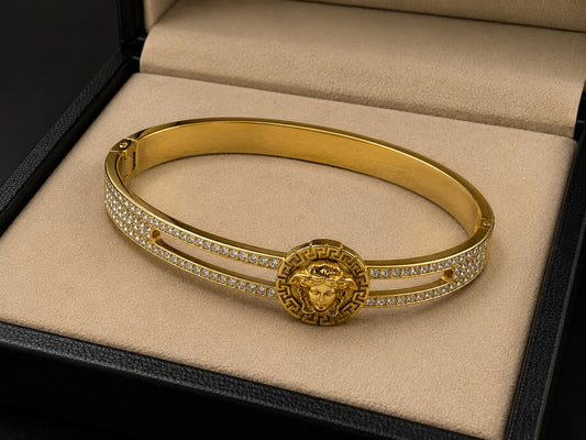 Versace medusa greek key cystal bangle bracelet