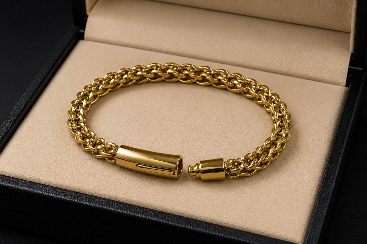 The premium gold-toned franco braided bracelet with a push button