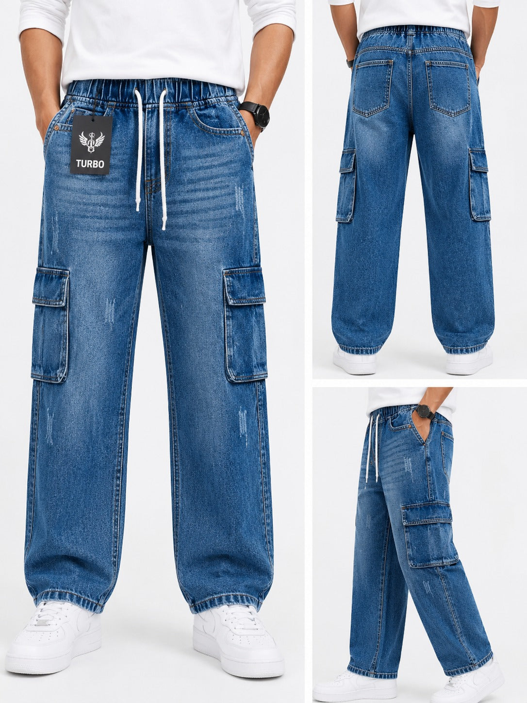 Wide leg cargo jeans