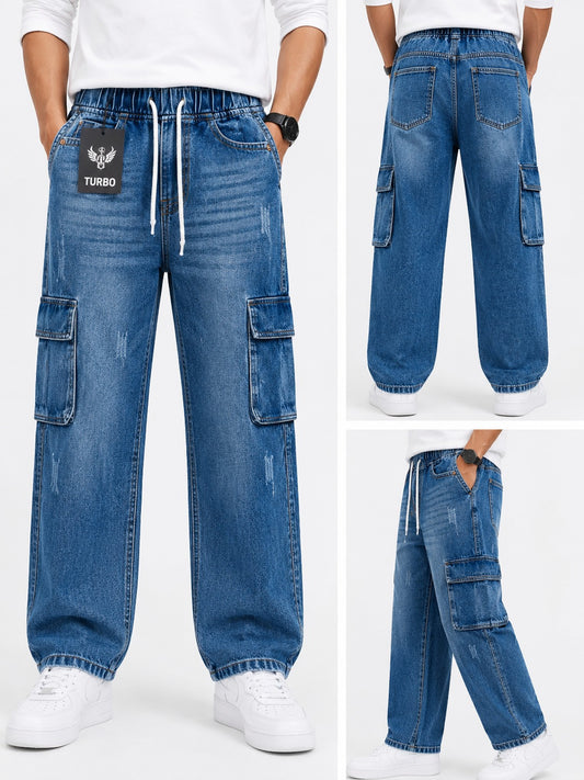 Wide leg cargo jeans